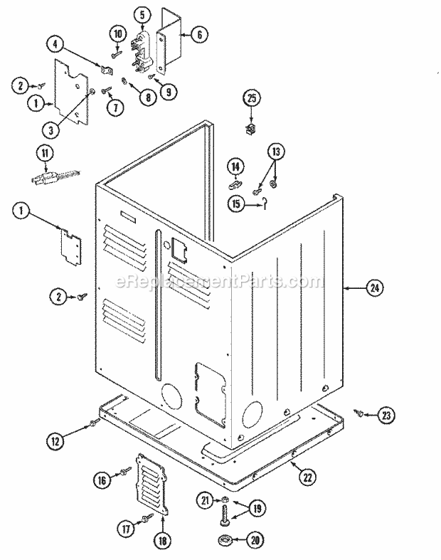 Maytag MDE10MNAGW Maytag Commercial Laundry (Dryer Ele) Cabinet (Rear) Diagram