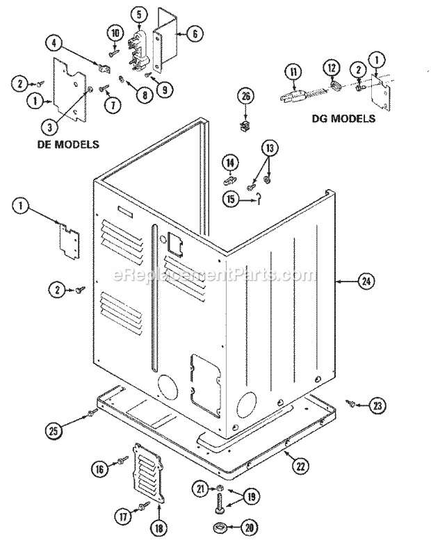 Maytag MDE10PDEGL Manual, (Export) (Dryer Ele) Cabinet - Rear Diagram