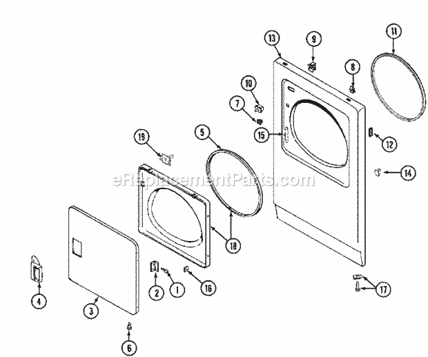Maytag MDE10PDEGL Manual, (Export) (Dryer Ele) Door Diagram