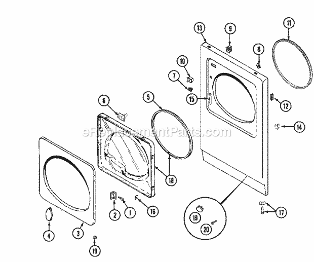 Maytag MDE11PDAGL Manual, (Export) (Dryer Ele) Door Diagram