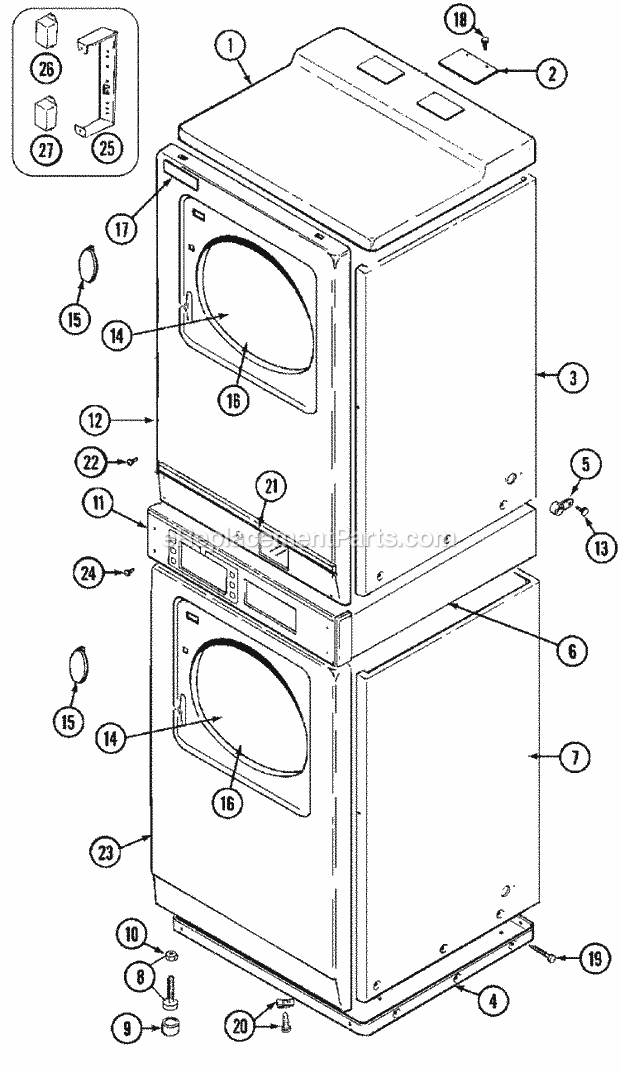 Maytag MDE11PDAGL Manual, (Export) (Dryer Ele) Front Diagram