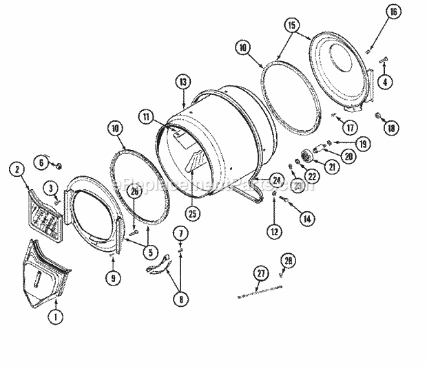 Maytag MDE12PSBDW Manual, (Dryer Ele) Tumbler Diagram