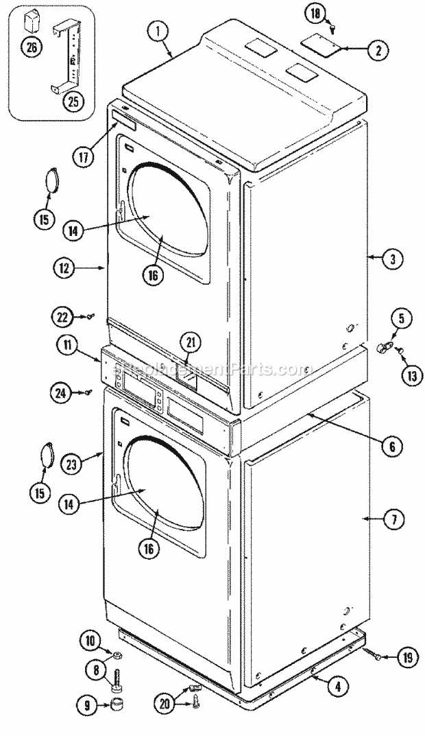 Maytag MDE13PDAEW Manual, (Dryer Ele) Front Diagram