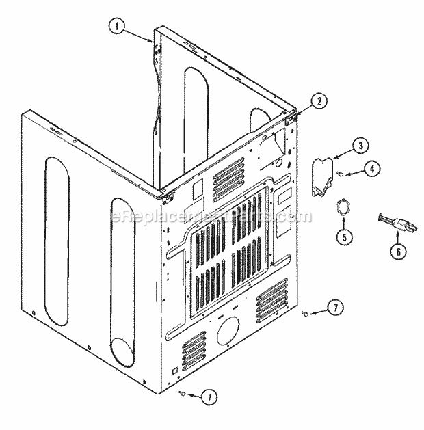 Maytag MDE16PDAYA Commercial Maytag Laundry Cabinet - Rear Diagram