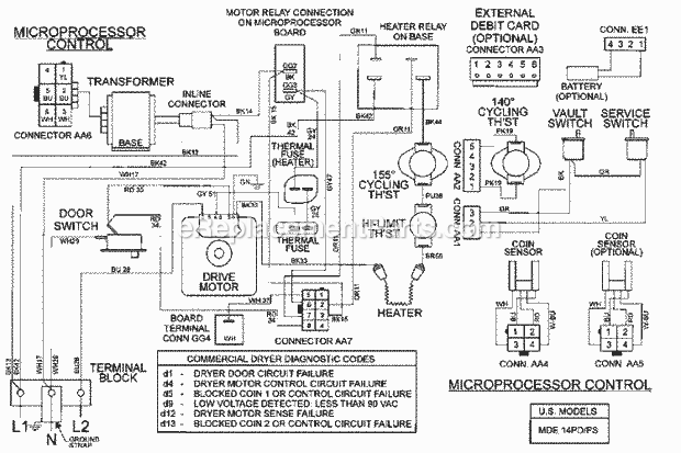 Maytag MDE16PDAYA Commercial Maytag Laundry Wiring Information Diagram