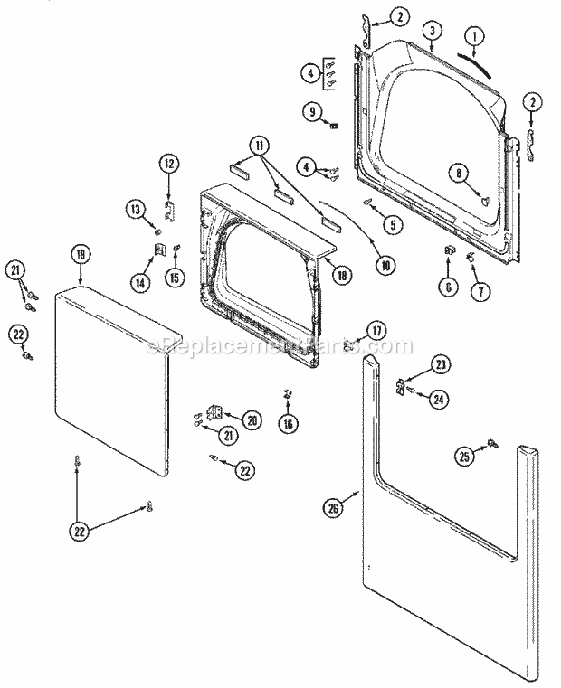 Maytag MDE16PDAYQ Commercial Maytag Laundry Door Diagram