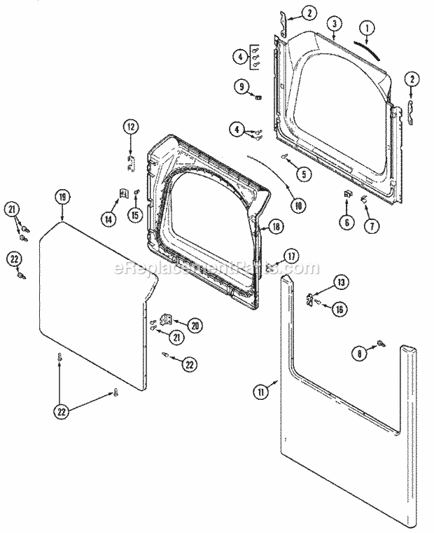 Maytag MDE16PDDGW Laundry (Dryer Gas) Door Diagram