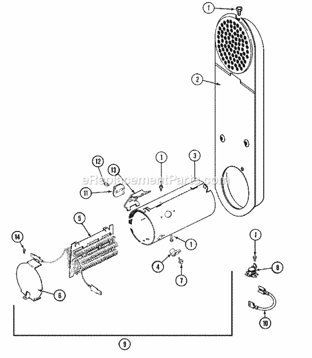 Maytag MDE16PRAZW Residential Maytag Laundry Heater Diagram