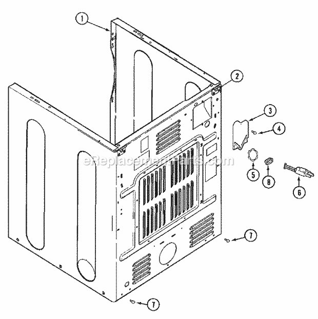 Maytag MDE16PSAZW Manual, (Dryer Gas) Cabinet - Rear Diagram