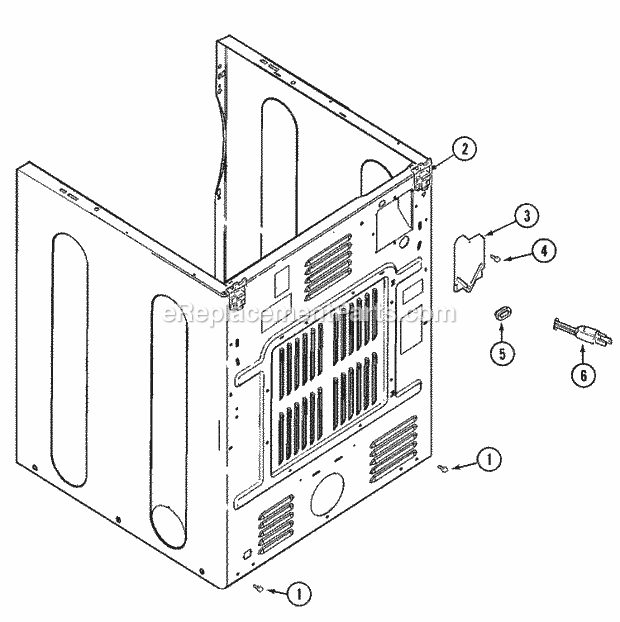 Maytag MDE21PDDGW Laundry (Dryer Gas) Cabinet - Rear Diagram