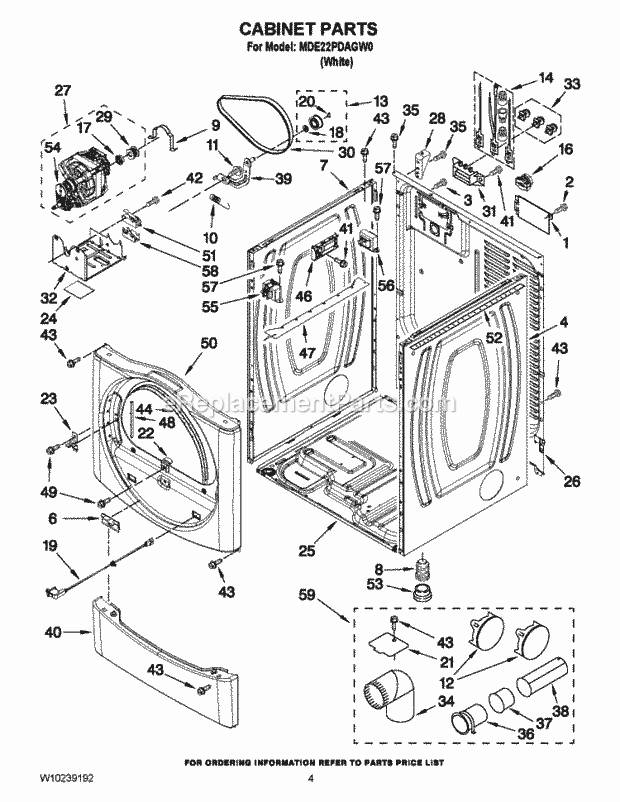 Maytag MDE22PDAGW0 Commercial Commercial Dryer Cabinet Parts Diagram