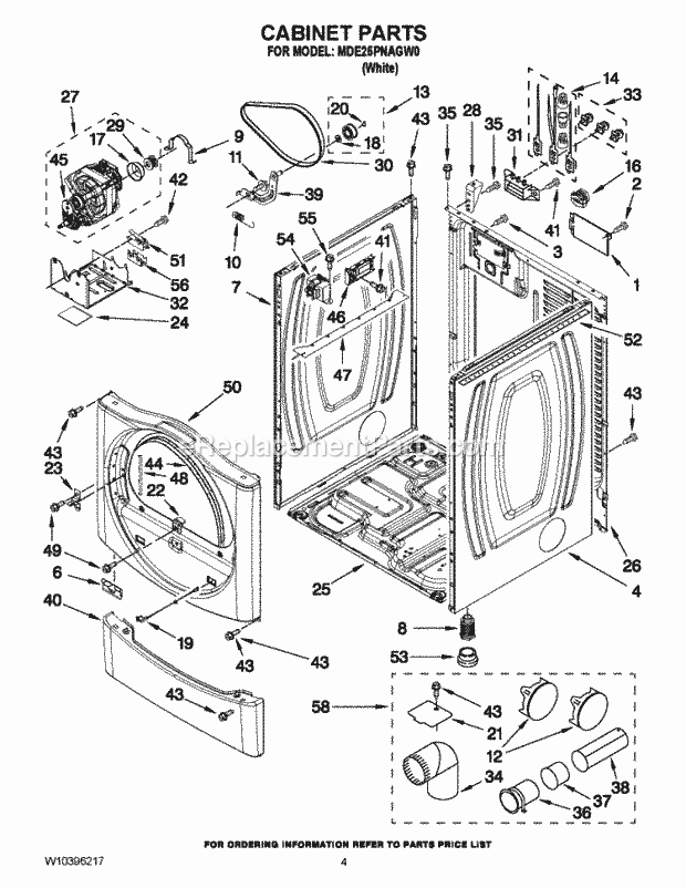 Maytag MDE25PNAGW0 Commercial Commercial Electric Dryer Cabinet Parts Diagram