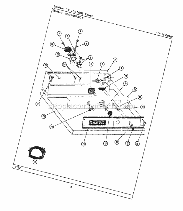 Maytag MDE26CTACW Manual, (Dryer Ele) Ct Control Panel Diagram