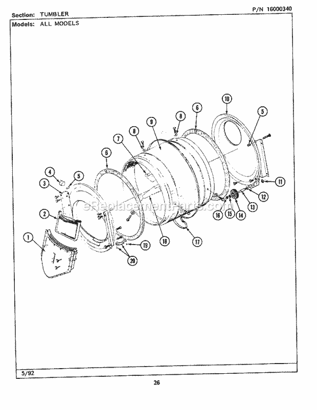 Maytag MDE26MNAGG Maytag Commercial Laundry (Dryer Ele) Tumbler Diagram