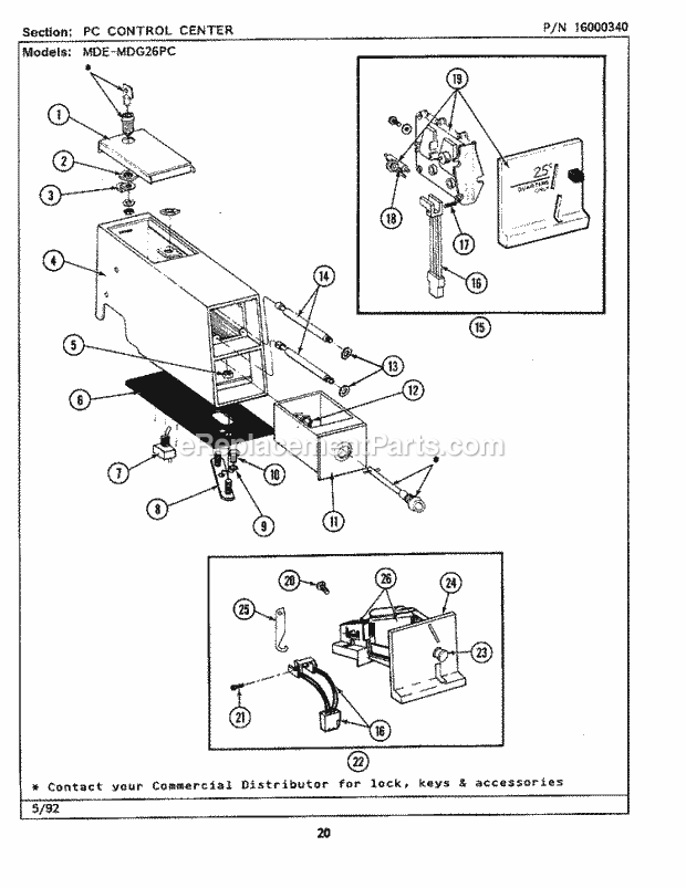 Maytag MDE26PCADW Manual, (Dryer Ele) Pc Control Center Diagram
