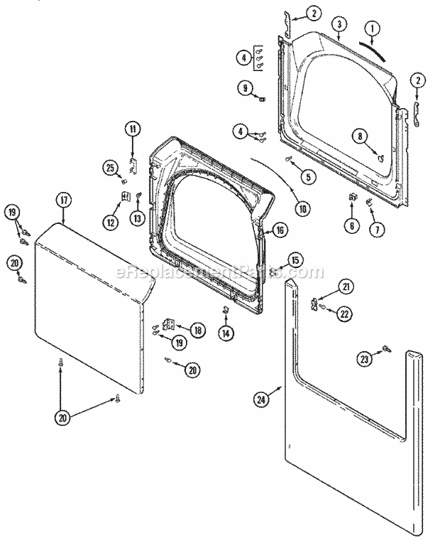 Maytag MDE5500AYQ Residential Maytag Laundry Door Diagram