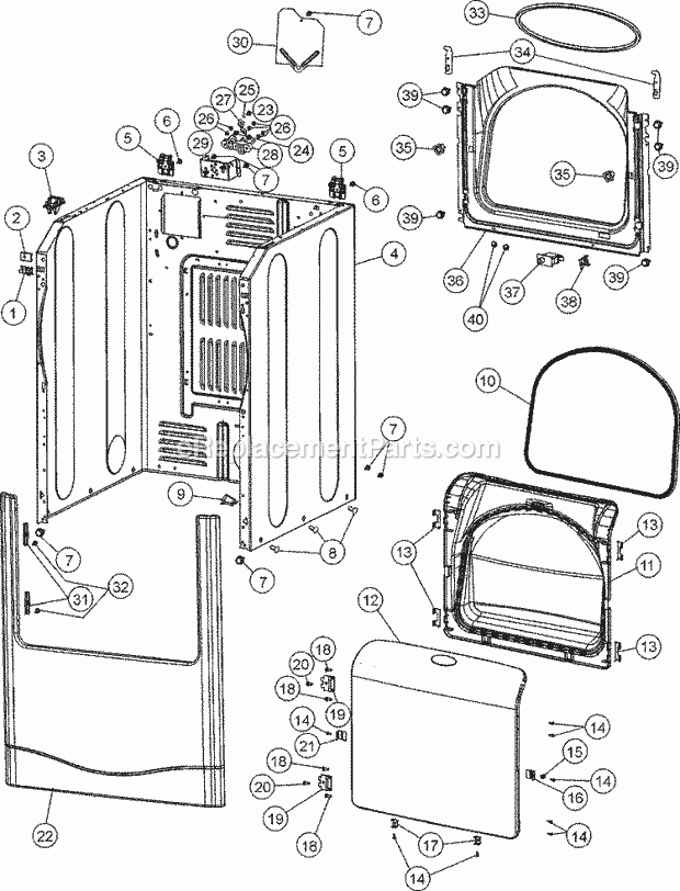 Maytag MDE6800AYQ Residential Dryer Cabinet Diagram