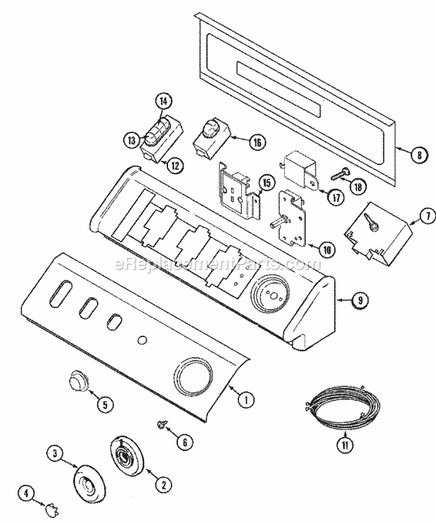 Maytag MDE7057AYW Residential Electric/Gas Dryer Control Panel Diagram