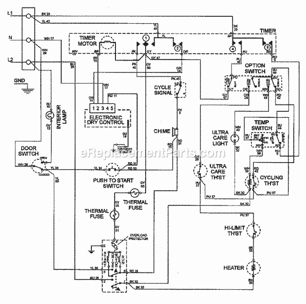 Maytag MDE8000AZW Residential Dryer Wiring Information Diagram