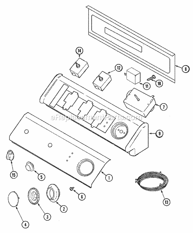 Maytag MDE8550BGW Residential Dryer Control Panel Diagram