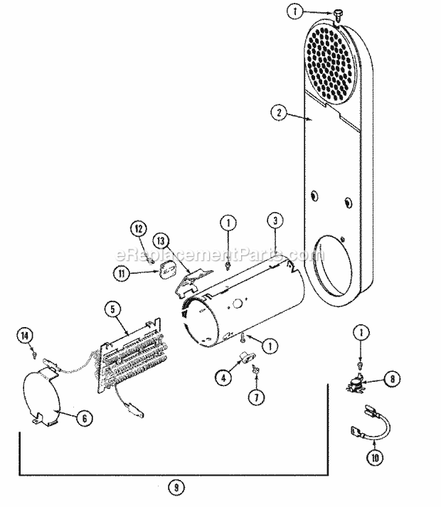 Maytag MDE8550BGW Residential Dryer Heater Diagram