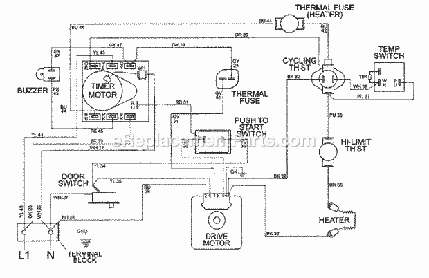 Maytag MDE8550BGW Residential Dryer Wiring Information Diagram