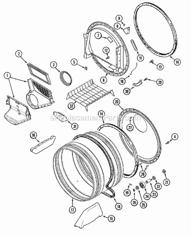 Maytag MDE8757AYW Residential Maytag Laundry Tumbler Diagram