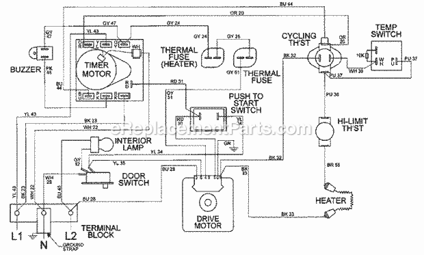 Maytag MDE9357AYW Residential Electric/Gas Dryer Wiring Information Diagram