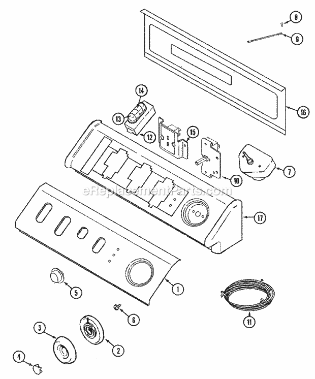 Maytag MDE9606AZA Residential Electric Dryer Control Panel Diagram