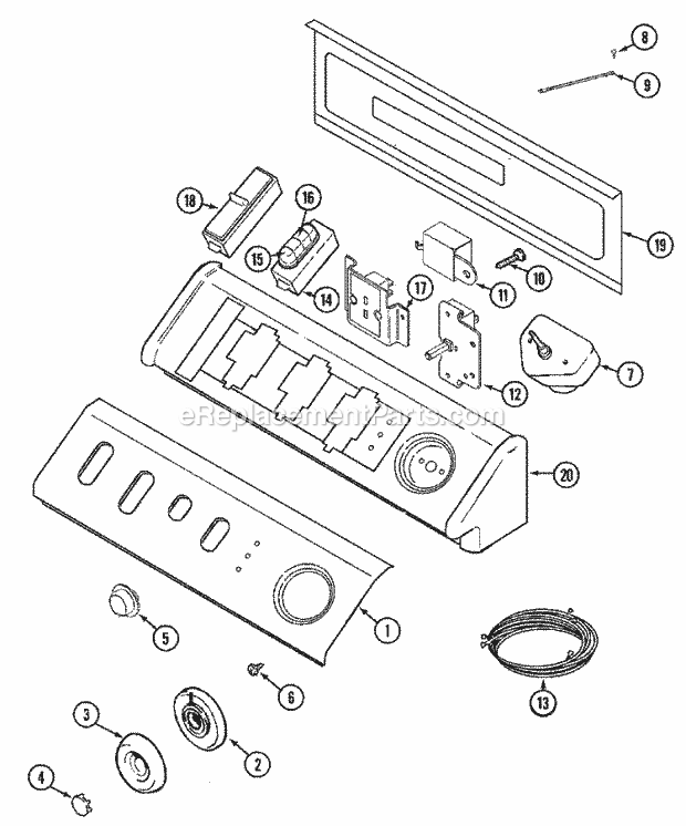 Maytag MDE9806AYW Residential Electric/Gas Dryer Control Panel Diagram