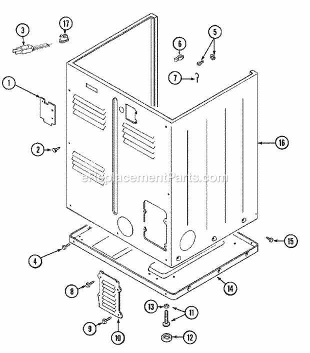Maytag MDG10DAABW Manual, (Dryer Gas) Cabinet (Rear) Diagram