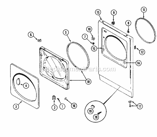 Maytag MDG11PDEGW Manual, (Dryer Gas) Door Diagram