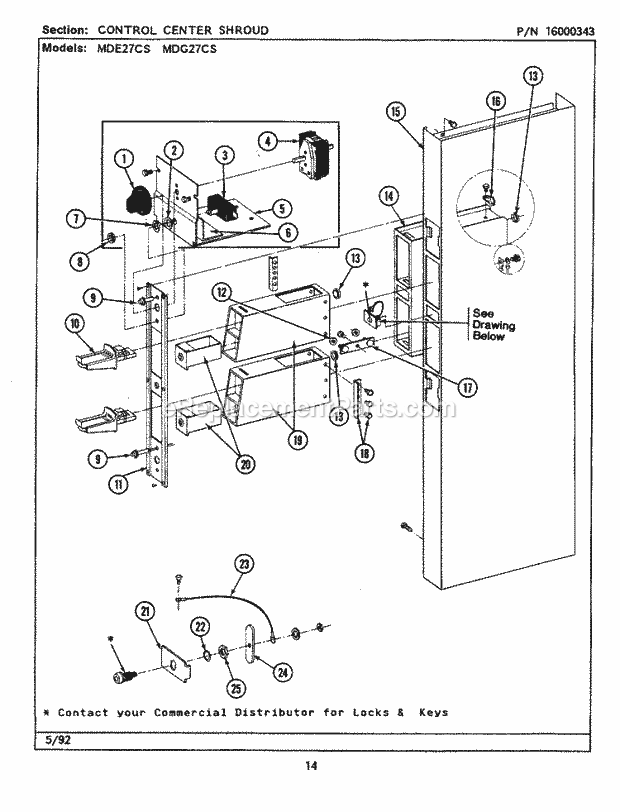 Maytag MDG27CSABW Manual, (Dryer Gas) Control Center Shroud Diagram