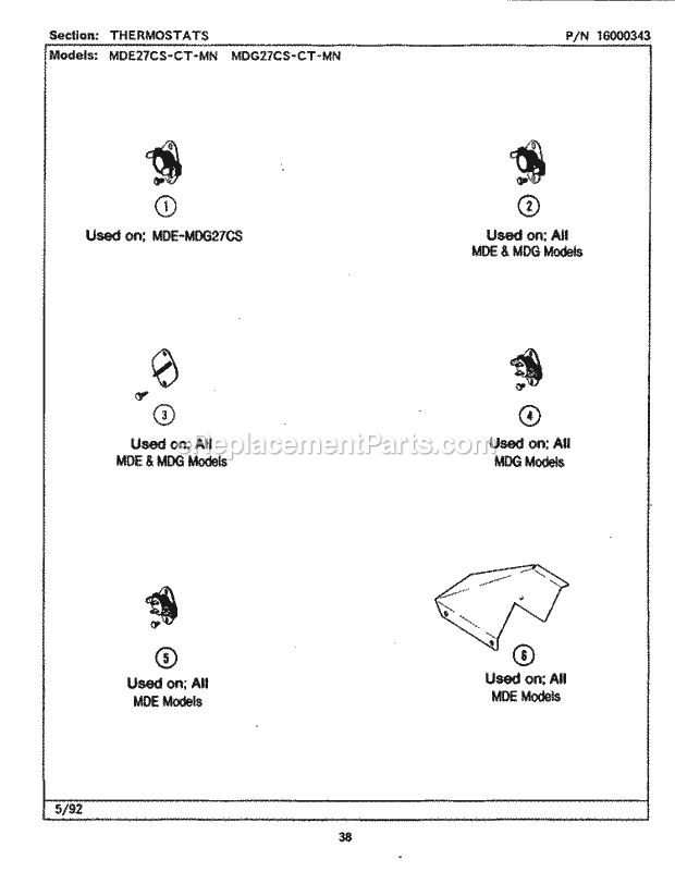 Maytag MDG27MNABW Manual, (Dryer Gas) Thermostats Diagram