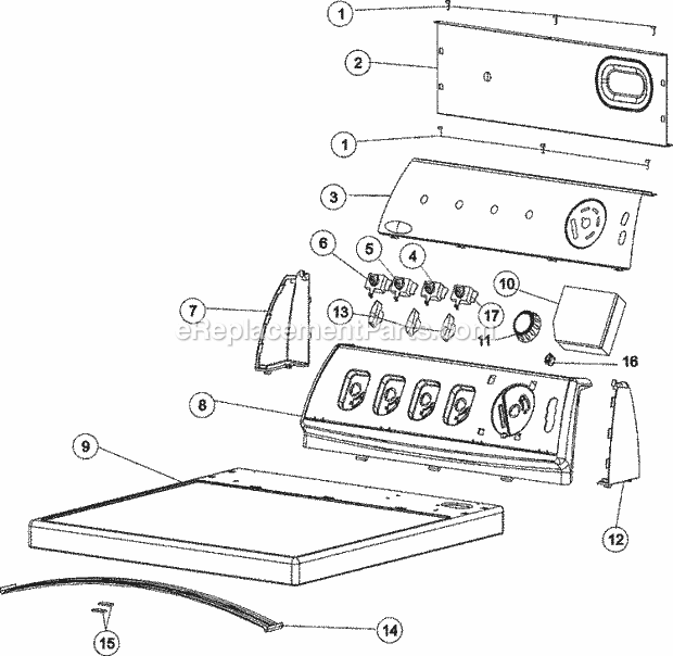 Maytag MDG4806AWW Residential Maytag Laundry Control Panel & Top Diagram