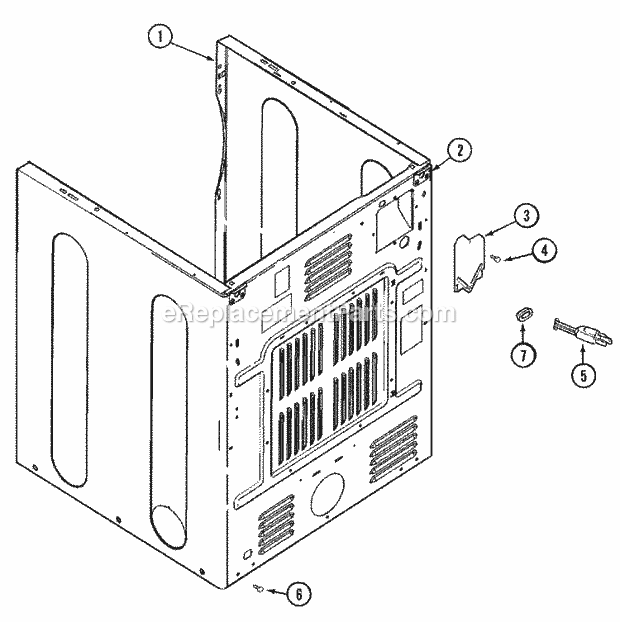 Maytag MDG8426AAW Residential Electric/Gas Dryer Cabinet - Rear Diagram