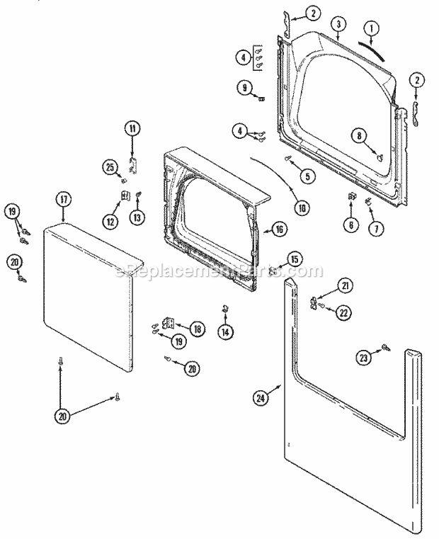 Maytag MDG8426AAW Residential Electric/Gas Dryer Door Diagram