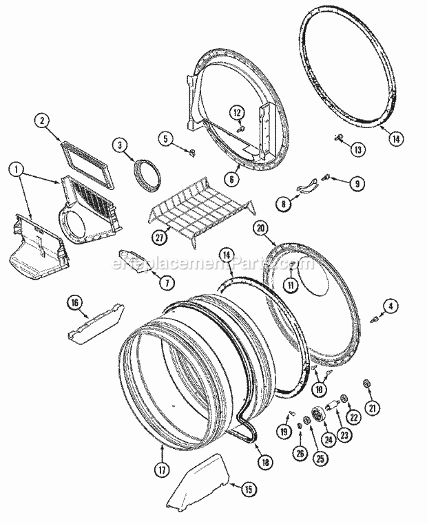 Maytag MDG9306AWW Residential Gas Dryer Tumbler Diagram