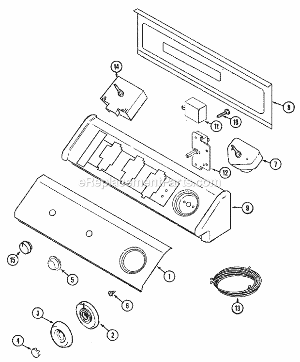 Maytag MDG9316BWQ Residential Gas Dryer Control Panel Diagram