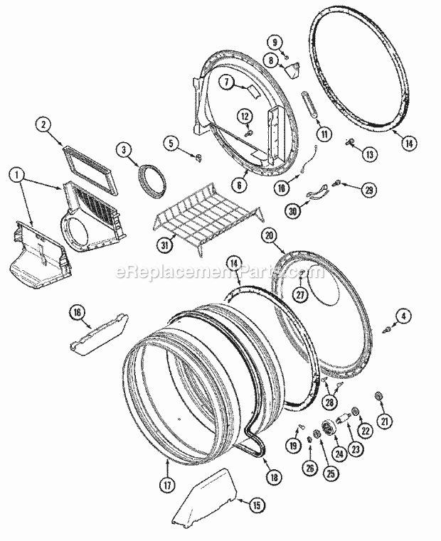 Maytag MDG9316BWQ Residential Gas Dryer Tumbler Diagram