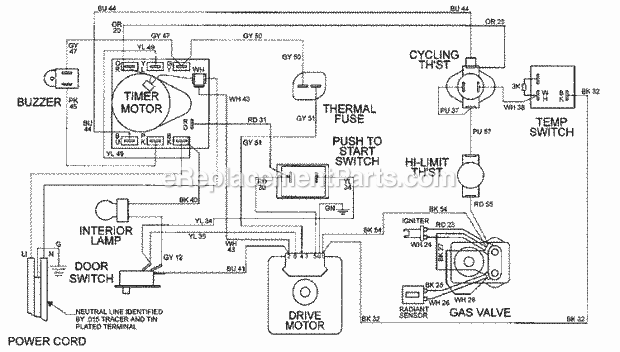 Maytag MDG9316BWQ Residential Gas Dryer Wiring Information Diagram