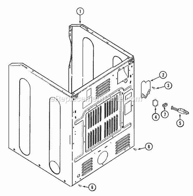 Maytag MDG9557AWW Residential Electric/Gas Dryer Cabinet - Rear (Mde) Diagram