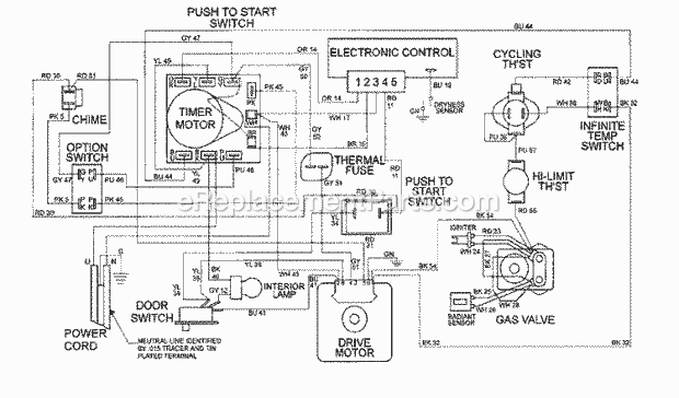 Maytag MDG9806AWA Residential Electric/Gas Dryer Wiring Information Diagram