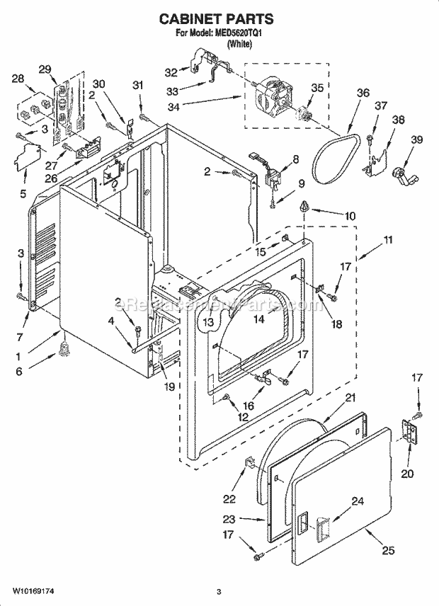 Maytag MED5620TQ1 Residential Residential Dryer Cabinet Parts Diagram