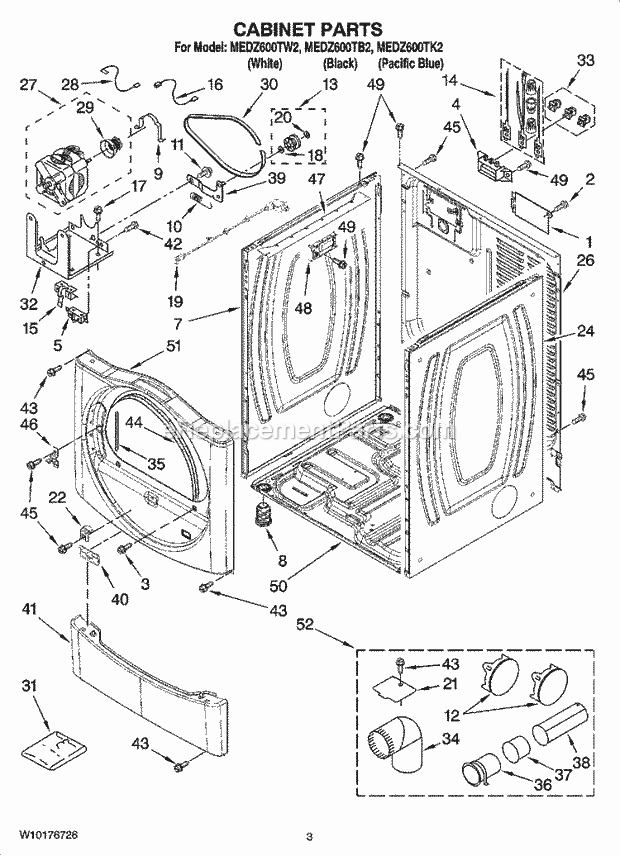 Maytag MEDZ600TB2 Residential Residential Dryer Cabinet Parts Diagram