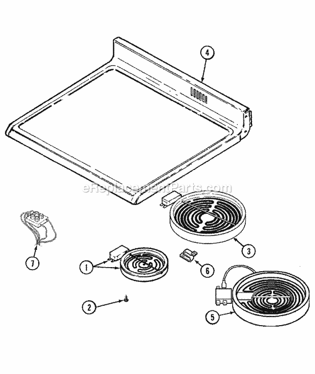 Maytag MER5870AAB Freestanding, Electric Range Top Assembly Diagram