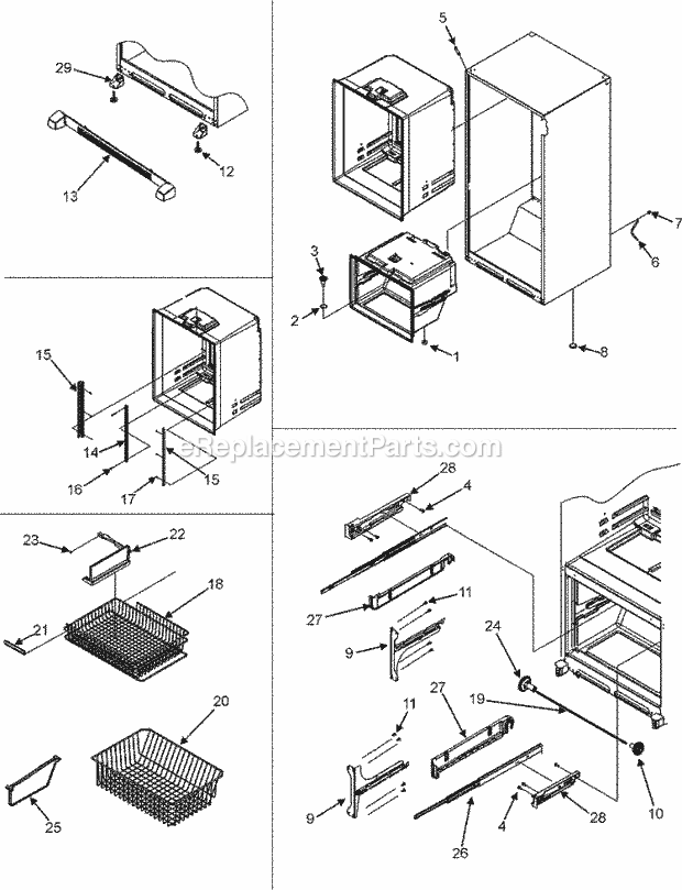 Maytag MFC2061KEQ Bottom Freezer Maytag Refrigeration Interior Cabinet / Toe Grille / Frz Shelves Diagram