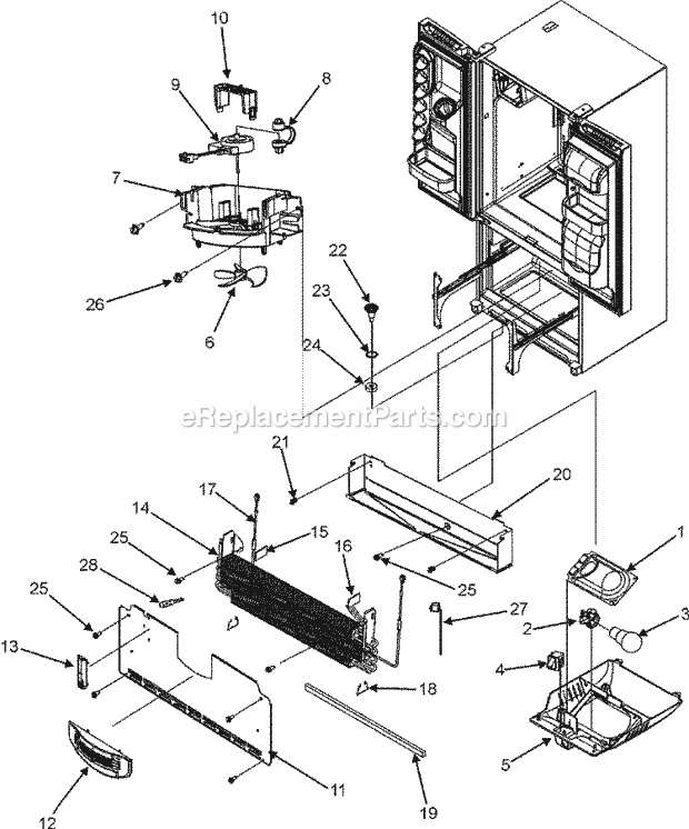 Maytag MFI2067AES Bottom Freezer Maytag Refrigeration Frz Light / Evaporator / Evap Fan Assy. Diagram