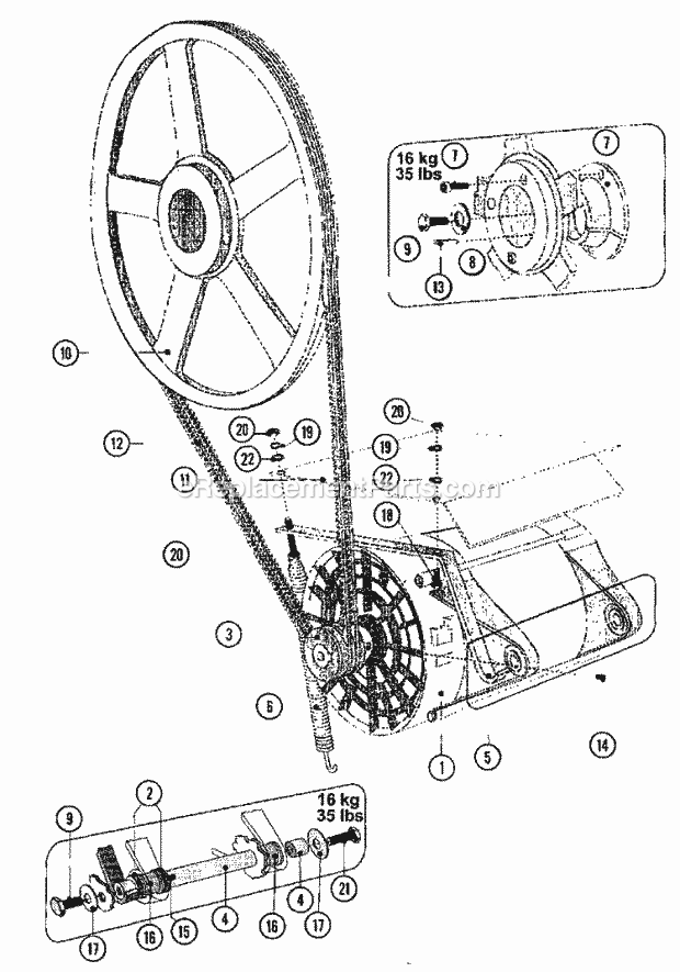 Maytag MFR35MCATS Manual, (Washer) Motor & Basket Pulley (Series 11) Diagram