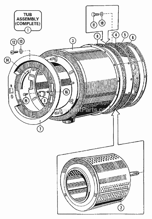 Maytag MFR35MCATS Manual, (Washer) Basket & Outer Shell Assembly Diagram